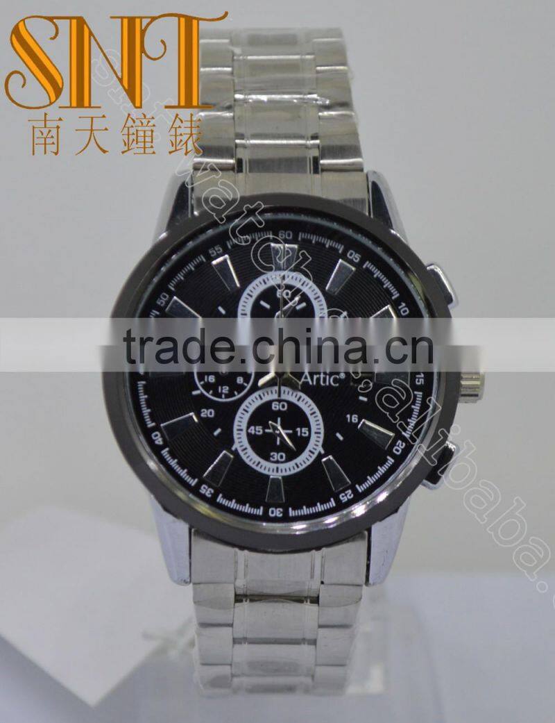 SNT-LA116 Black Texture Dial With 3 Chrono Eyes, High Quality Stainless Steel Watch