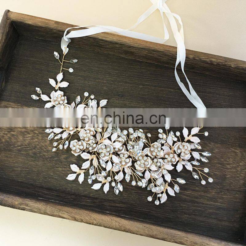 Flower Headband Wedding Hair Accessories Rhinestone Flower Bridal Tiara Headband Hairpins Wedding Hair Jewelry