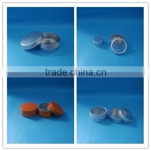 Hot sale empty aluminum cosmetic container face cream jar / aluminum cosmetic jar gel containers with clear lid