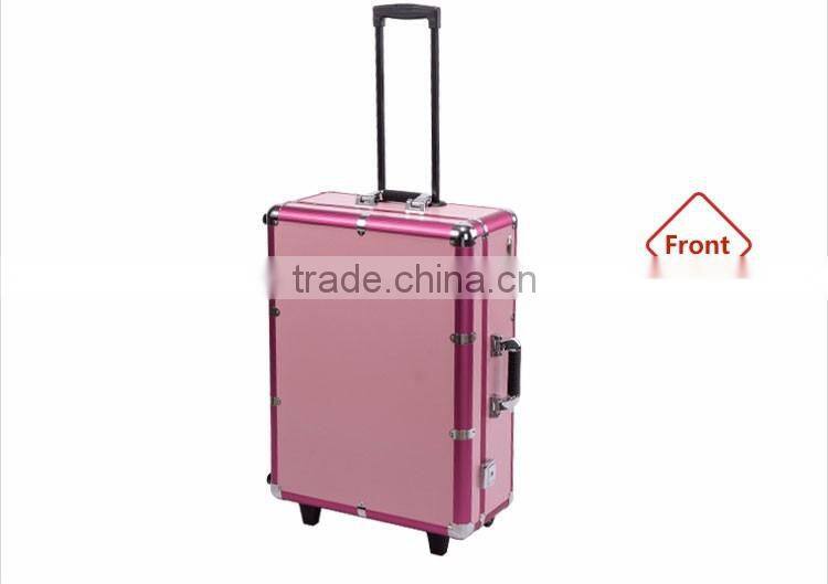 Guangdong Manufacturer Promotional Makeup Design Fashion Aluminum Cosmetic Case makeup trolley case with lighted mirror