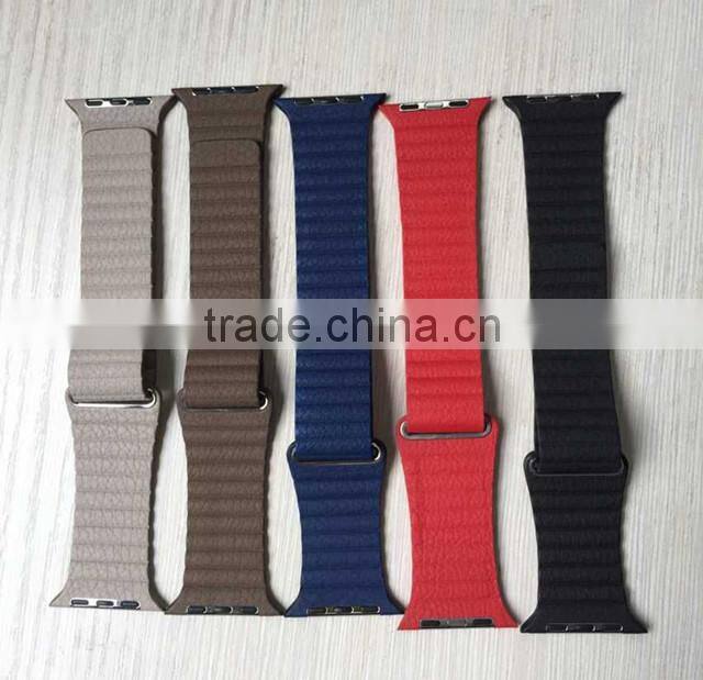 link bracelet For Apple Watch Leather Loop 42mm Adjustable Magnetic Closure strap For Apple Watch leather Band 38
