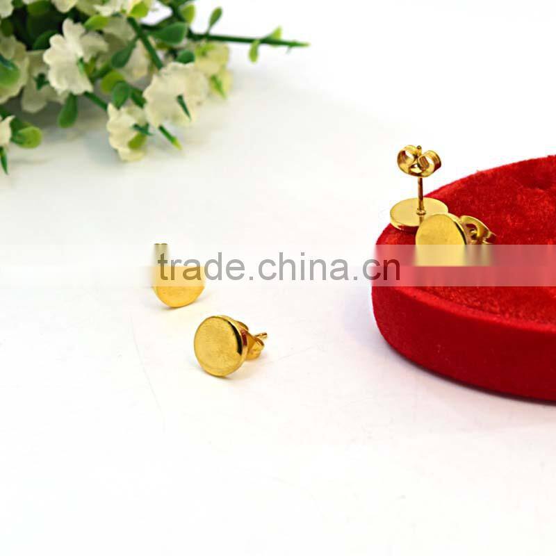 18K Gold plate 2 gram gold beautiful designed earring round coin earring stud