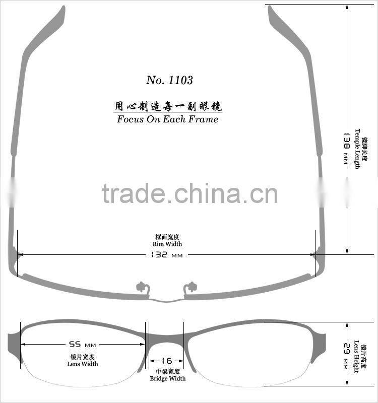 Half-rim metal new design 2014 latest optical eyeglasses frames for women