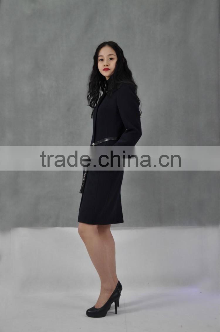 Winter Fashion Women 2016 Ladies Long Coats Winter Coat Ladies Jacket Long Length Wind Coat With Belt