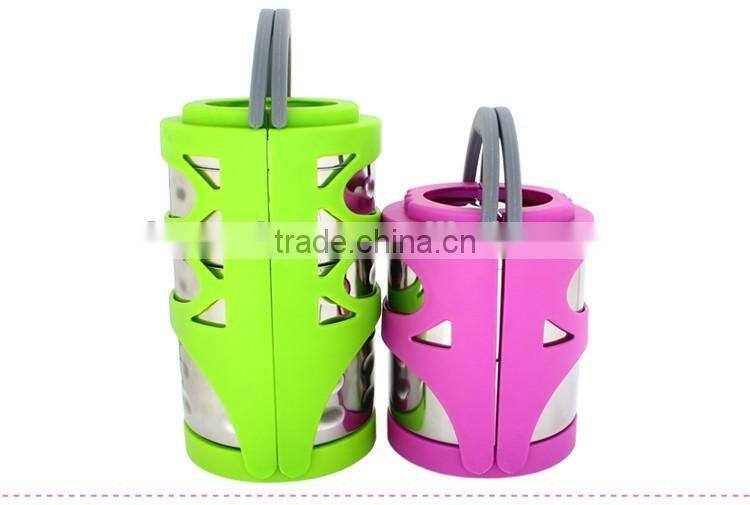 stainless steel colored tiffin lunch box/ 2 compartment insulated box/ bento box