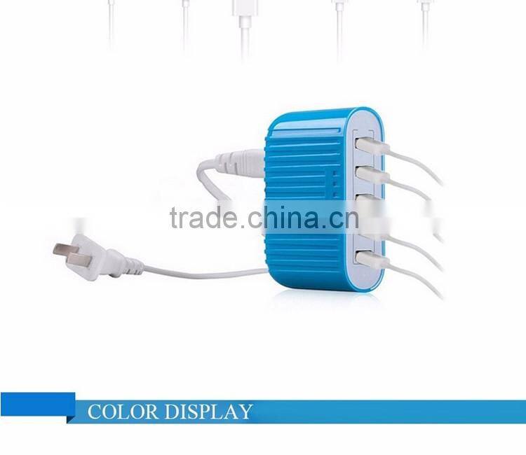 Low Price OEM Factory supply CE ROHS FCC Approved Newest portable fast multi USB Smart Charger 40w 5v 6a 5 port usb charger