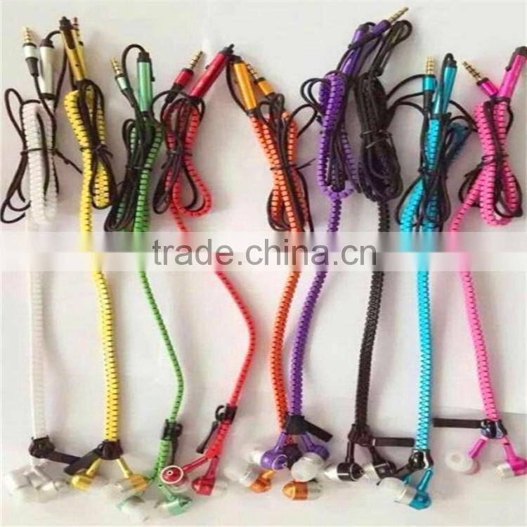 Sport stereo earphone Luminous Light Metal Headphones Zipper Earphone Glow In The Dark Earphones Headset