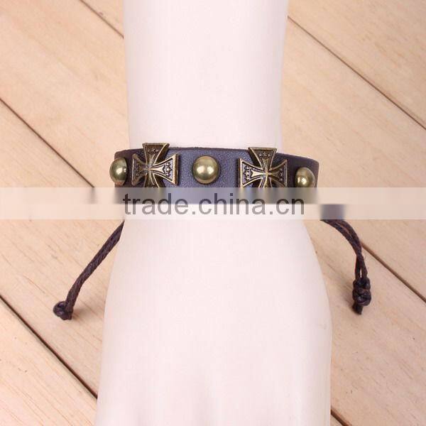 New 2013 Antique Bronze Cross leather bracelet