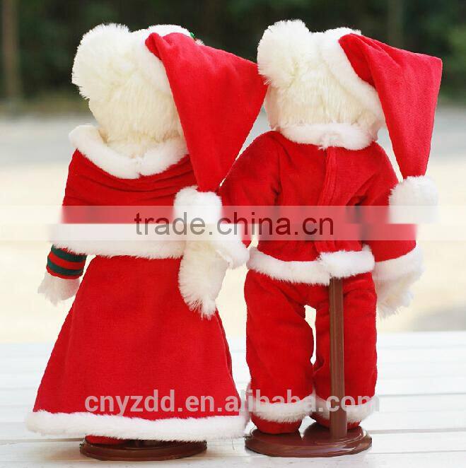 Plush Couple Christmas Teddy Bear/Wedding Teddy Bear Wearing Christmas Dress