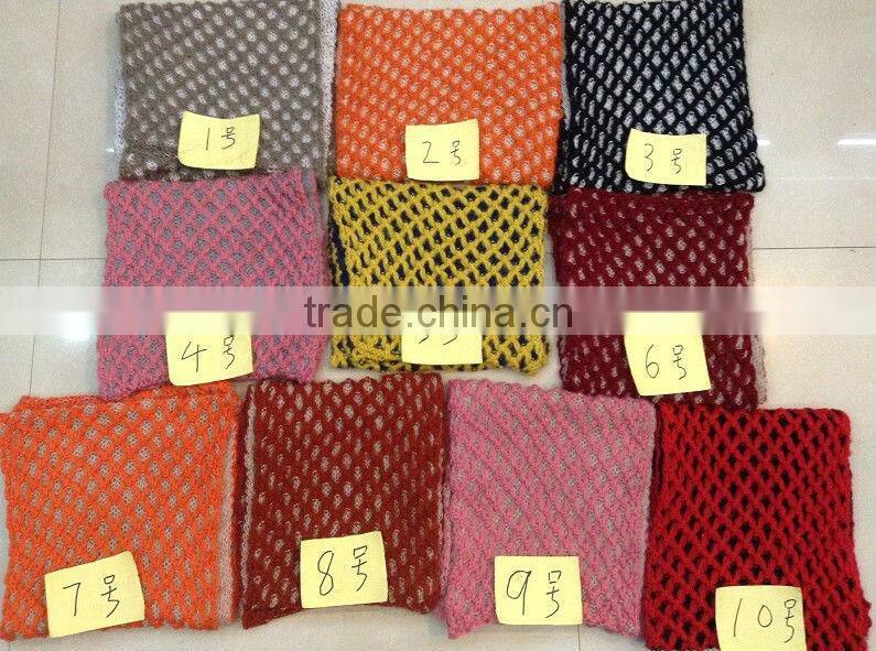 Fashion Double Color Gridding Lady Knitted Mohair Scarf