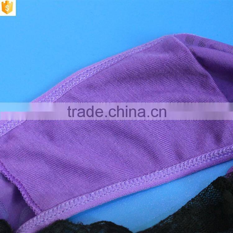 OEM undergarment supply purple eyelash lace fabric tanga