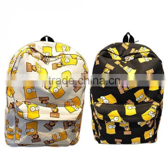 Cartoon School Shoulder Bag Simpson Printting Backpacks Canvas for Girls/Boys