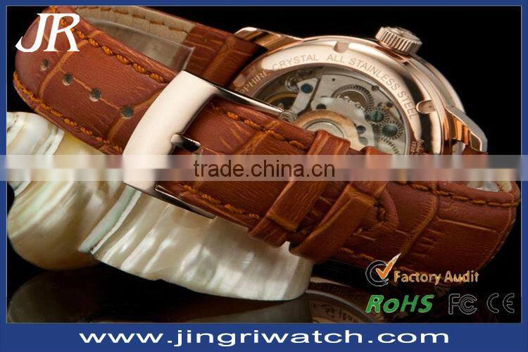 Custom wholesale fashion clear luxury 316l stainless steel transparent automatic watch