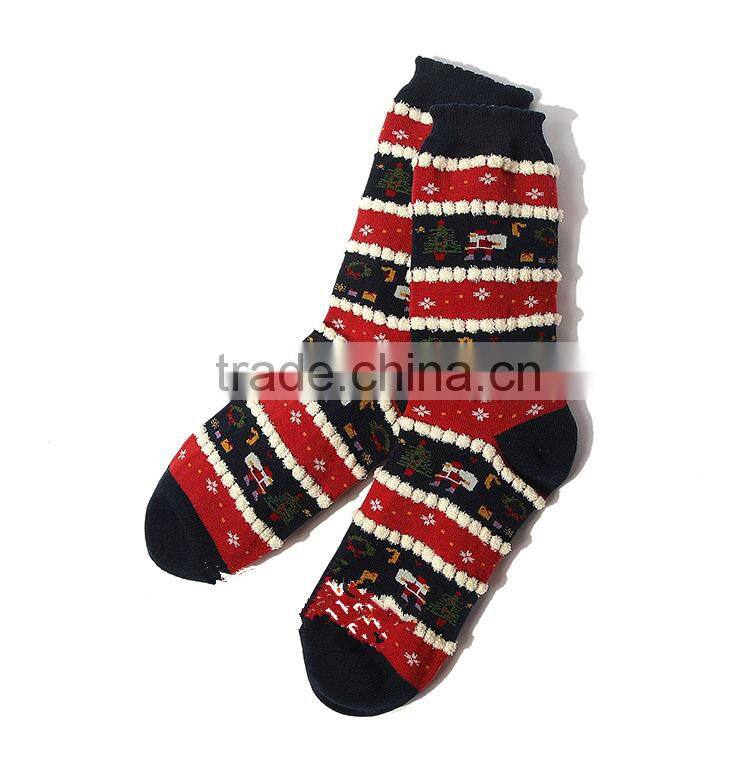 high quality popular design lovely patten wholesale thick terry sock chrismas women socks in winter