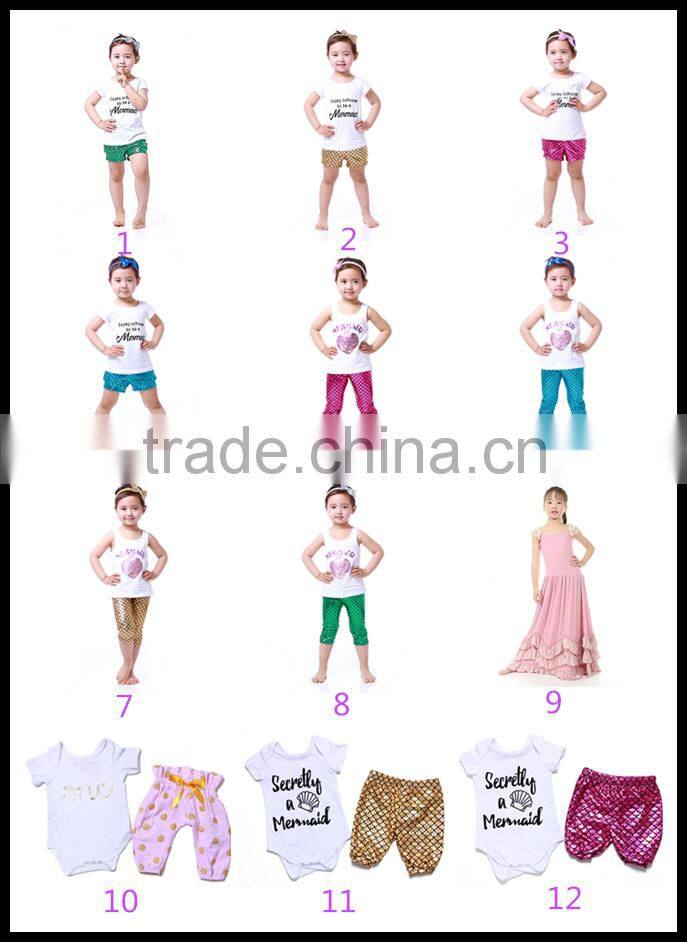 Mermaid outfits girls baby clothes swing top bloomer set infant toddler clothing
