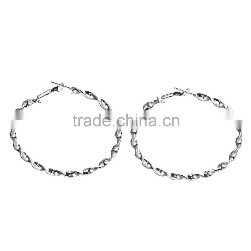 Fashion & Cheap Jewelry South Africa style silver plating shiny large rope hoop earrings