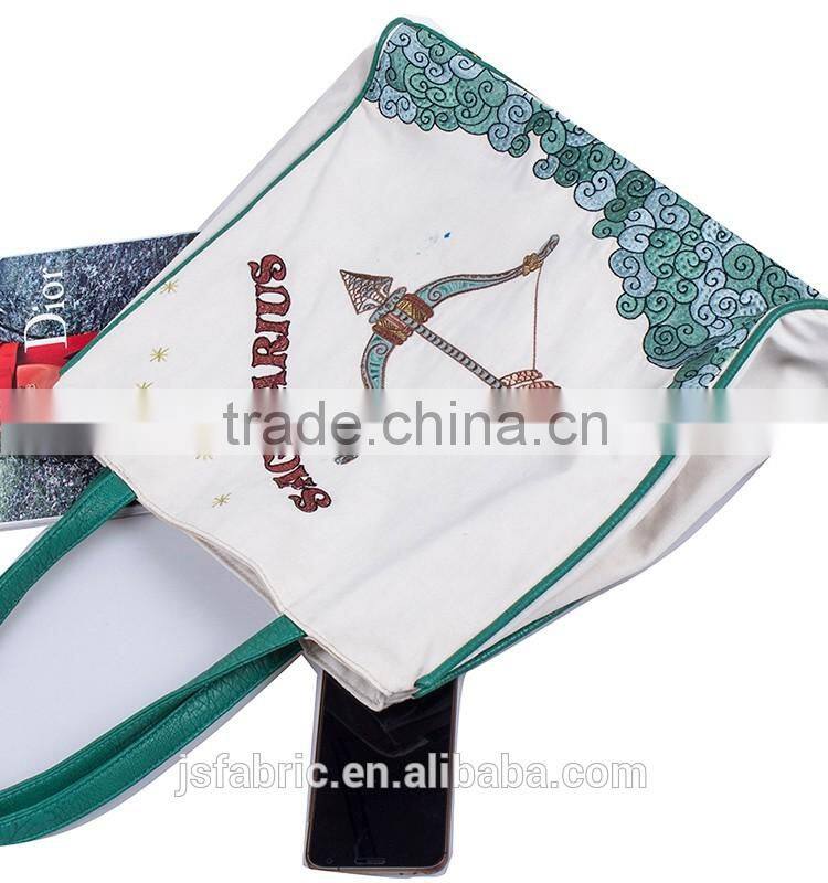 Constellation Series Embroidery And Printed Cotton On Sale Ladies Sagittarius Woven Canvas Bag