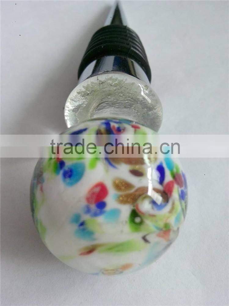 Popular colorful glass ball shape Bottle Wine Stopper