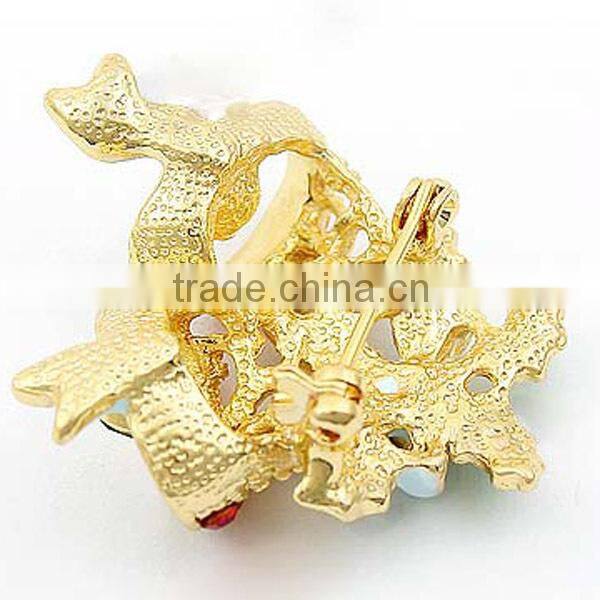 Christmas Bells Rhinestone Enamel Holiday Pin Brooch New