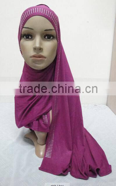 JL072 latest cotton jersey scarf with rhinestones
