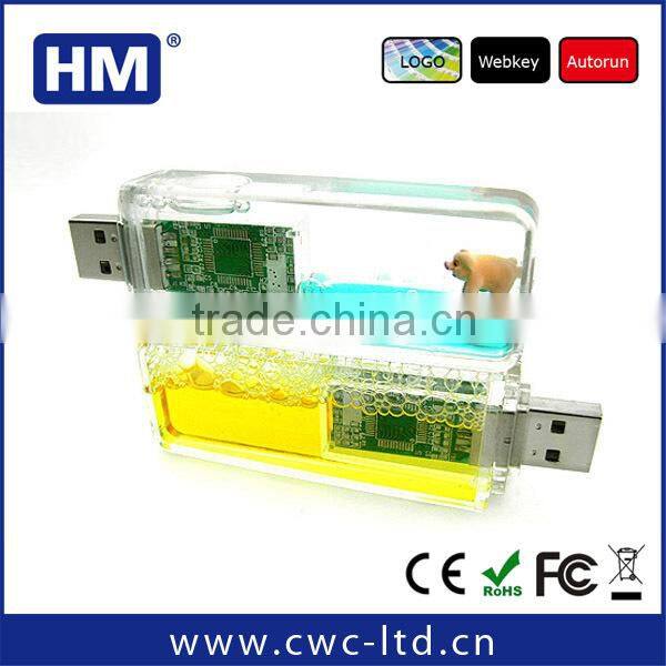 wholesale speical gift usb flash drive liquid logo solution usb water heater with full capacity