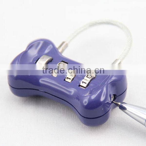 top security mini wire luggage lock code padlock in bone locks