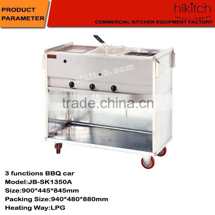 Mobile kitchen for stainless steel LPG gas Multifunctional deep fryer oden cooker tasnack car