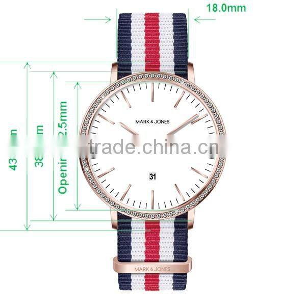 Logo Custom Exchangeable Bands Watch with 14mm Nylon Watch Strap
