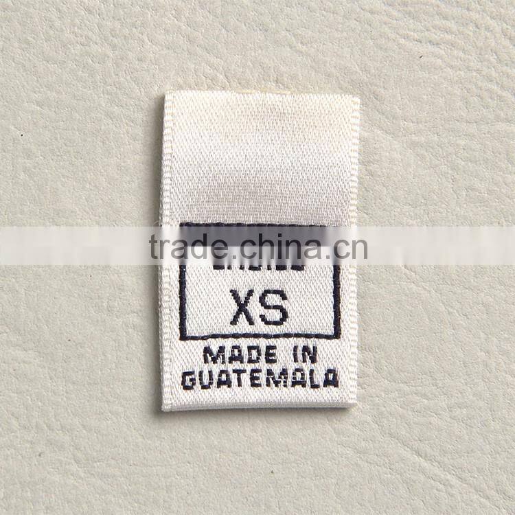 Center folded woven tag size label for garments