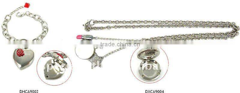 Metal square shaped solid perfume container /lip gloss bracelet, with epoxy letter charm,OEM designs accepted<DHCA9023>