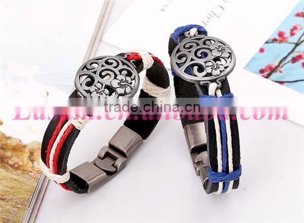 Metal clasp for leather bracelet,heart leather bracelet for couple