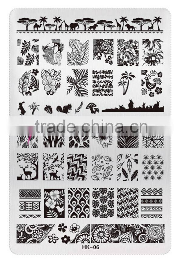 New style HK 02 flower and arrows design nail art stainless plate