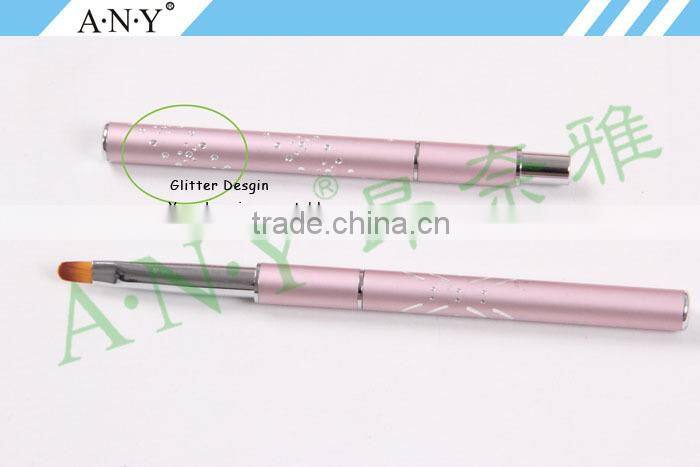ANY Nail Art Beauty Design Pink Metal Oval UV Gel Art Brushes for Nail Art
