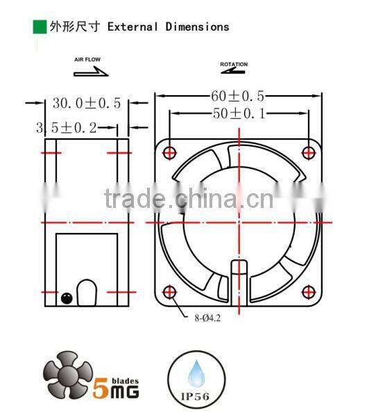 2.5 inch Cooling Radiator fan AC 110/120V 60*60*30mm
