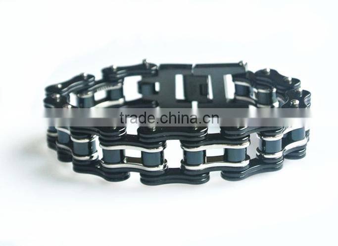 Fashion bracelet stainless steel cool black color Bicycle biker motorcycle chain link bracelet for men