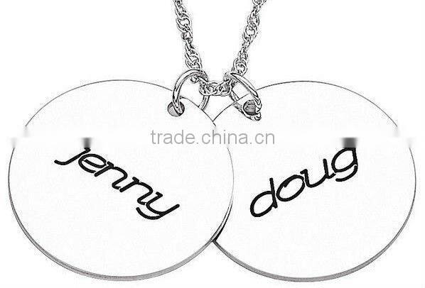 custom Stainless Steel Couple's Engraved Name Charm Pendant with 20" Chain