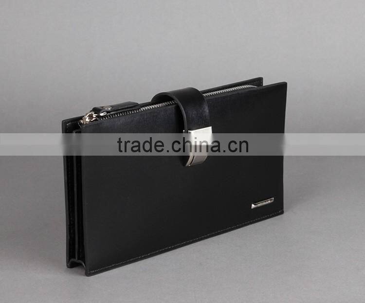 Lastest black leather metal chain wallet and purse for men