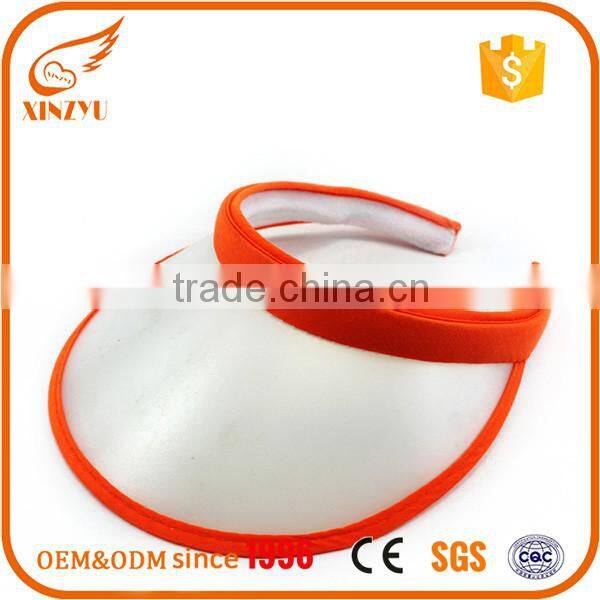 High qualityCustom wide brim face running pvc piping sun visor cap