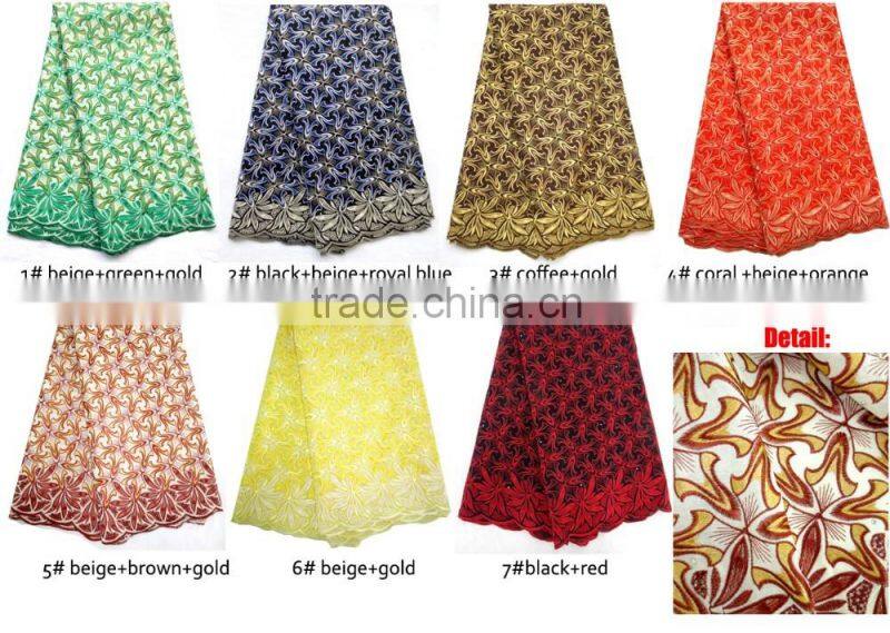 2016 Top sale Fashion Heavy high quality African Lace Fabric Swiss Voile Lace
