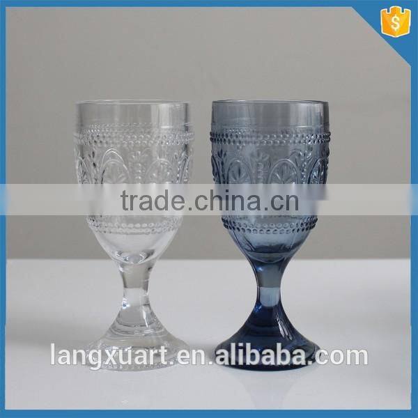 antique Set of Goblet Wine Glass engraved hand press drinking glass set