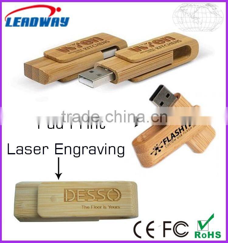 2016 Best wooden promotion items, Bamboo swivel usb stick 512MB-64GB