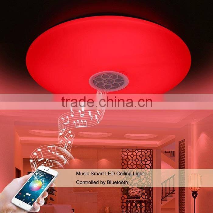 Dimmable 42W LED Ceiling Light with Built-in Bluetooth Speaker Brightness Music Lamp 1760LM AC220V APP Control