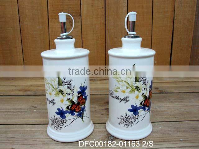 Round Kitchen Two-part Ceramic Serving Dish with Decal