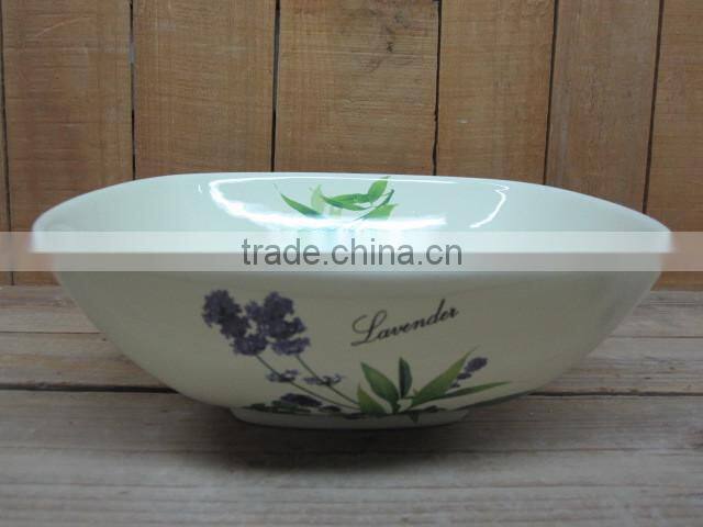 New lavender design ceramic 7pcs coffee canisters set with wood