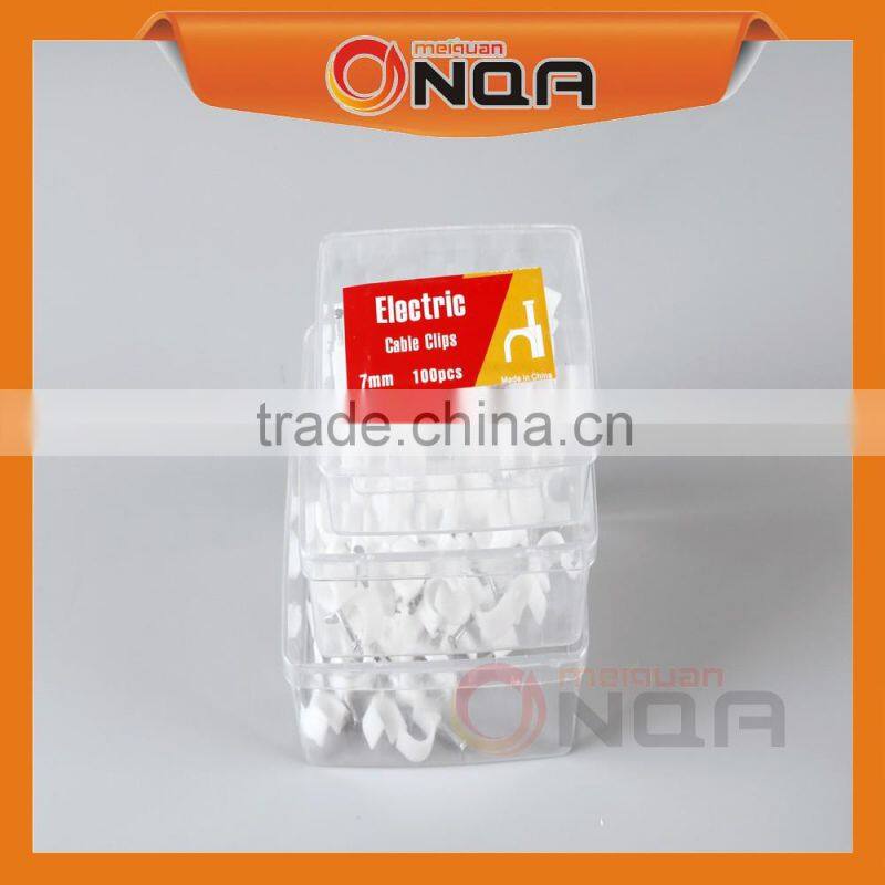 Plastic Square U Shape Cable clips With steel Nail/Flat Cable Holder Clip