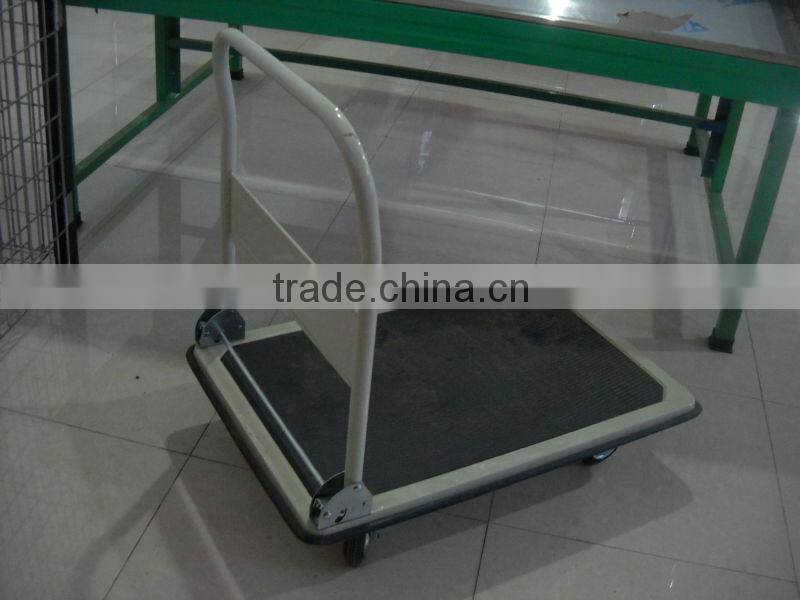 Heavy Duty Foldable Four Wheel Mute Plastic Platform Trolley Hand Cart with Folding Handle