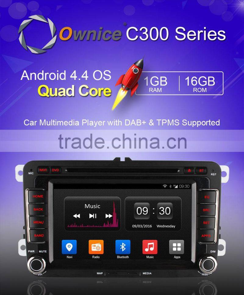 Ownice Quad core android 4.4 car audio player for VW POLO GOLF JETTA support TV OBD wifi DAB mirror link canbus