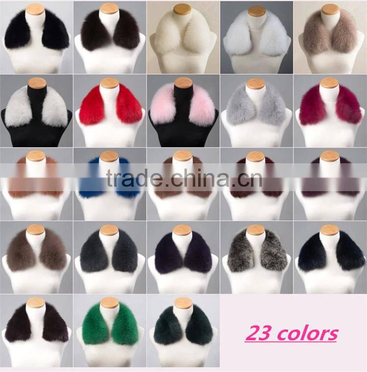 Popular Real Whole Skin Black Fox Fur Accessories Collar For Down Jacket