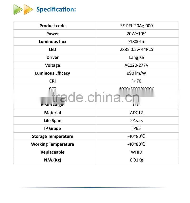 New arrival Super slim led flood light IP65 waterproof outdoor 20w LED project lighting