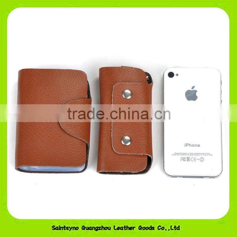 16012 Custom promotional gift set luxury real leather card holder key chain pouch
